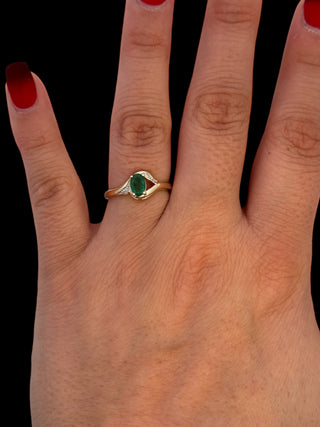 10K Yellow Gold Emerald & Diamond Ring
