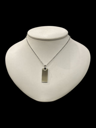 Stainless Steel 25x10mm Engravable Dog Tag Pendant - 18"