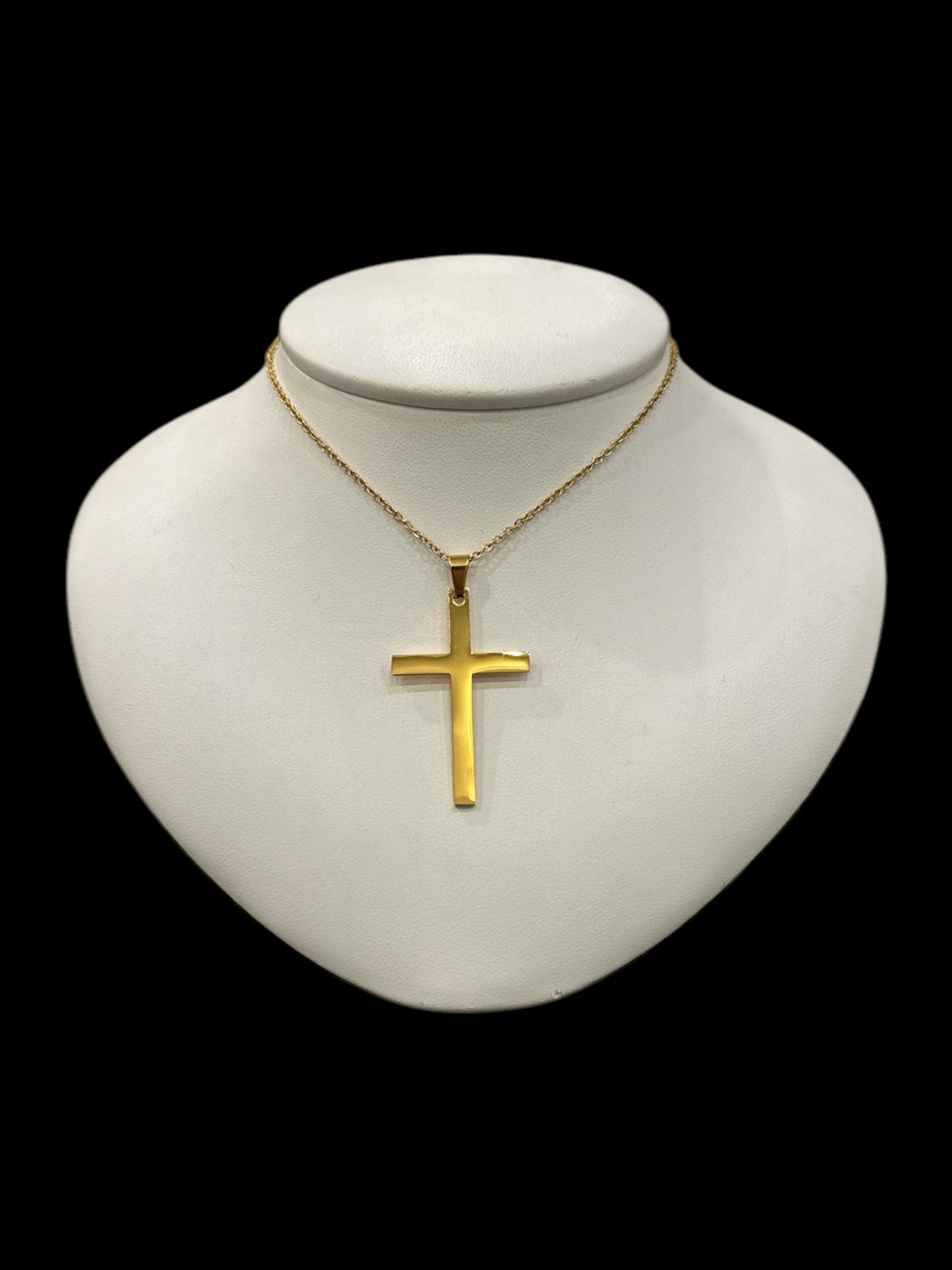 Stainless Steel Gold Plated 40X25mm Cross Pendant - 18&quot;