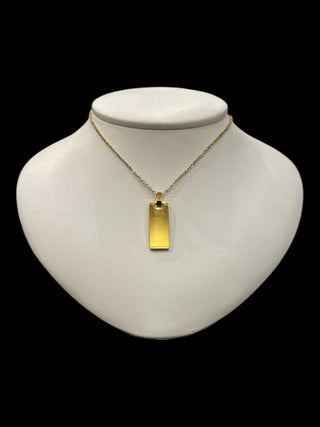 Stainless Steel Gold Plated 25x10mm Engravable Dog Tag Pendant - 18"