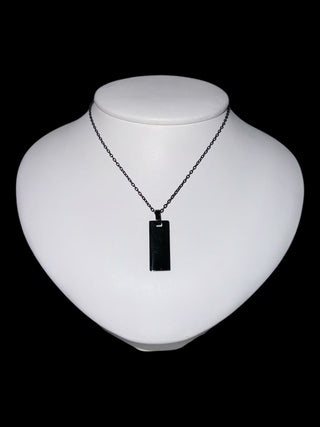 Stainless Steel Black Plated 25x10mm Engravable Dog Tag Pendant - 18"