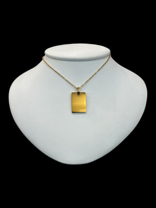Stainless Steel Gold Plated 22x20mm Engravable Dog Tag Pendant - 18"
