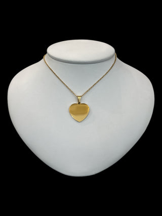 Stainless Steel Gold Plated 23X21mm Engravable Heart Pendant - 18"