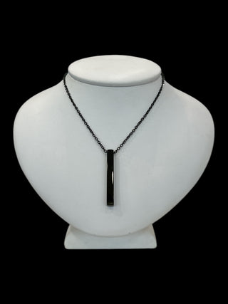 Stainless Steel Black Plated 39X5mm Engravable Bar Pendant - 18"
