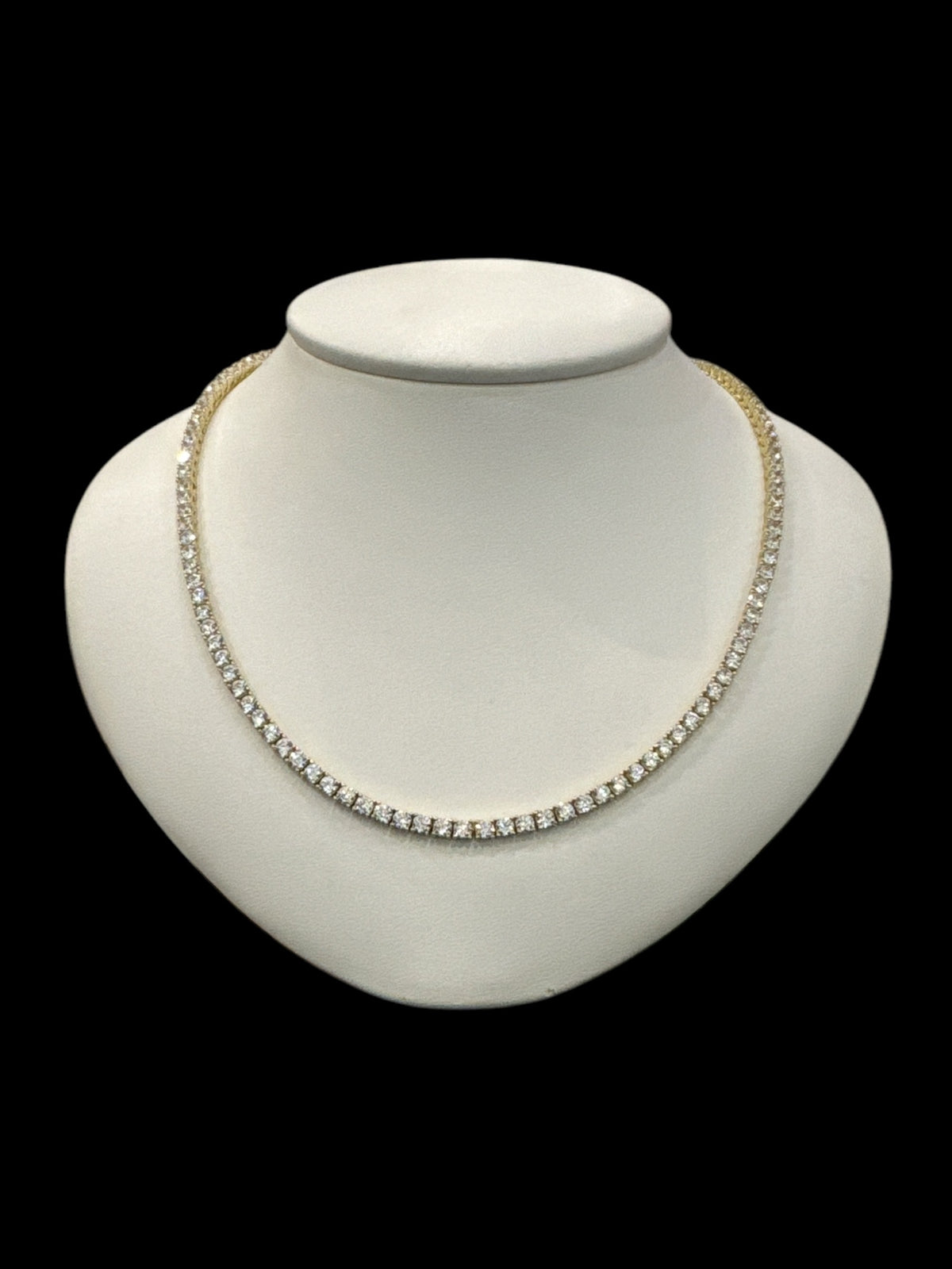 925 Gold Plated Sterling Silver 18&quot; 3mm Cubic Zirconia Chain