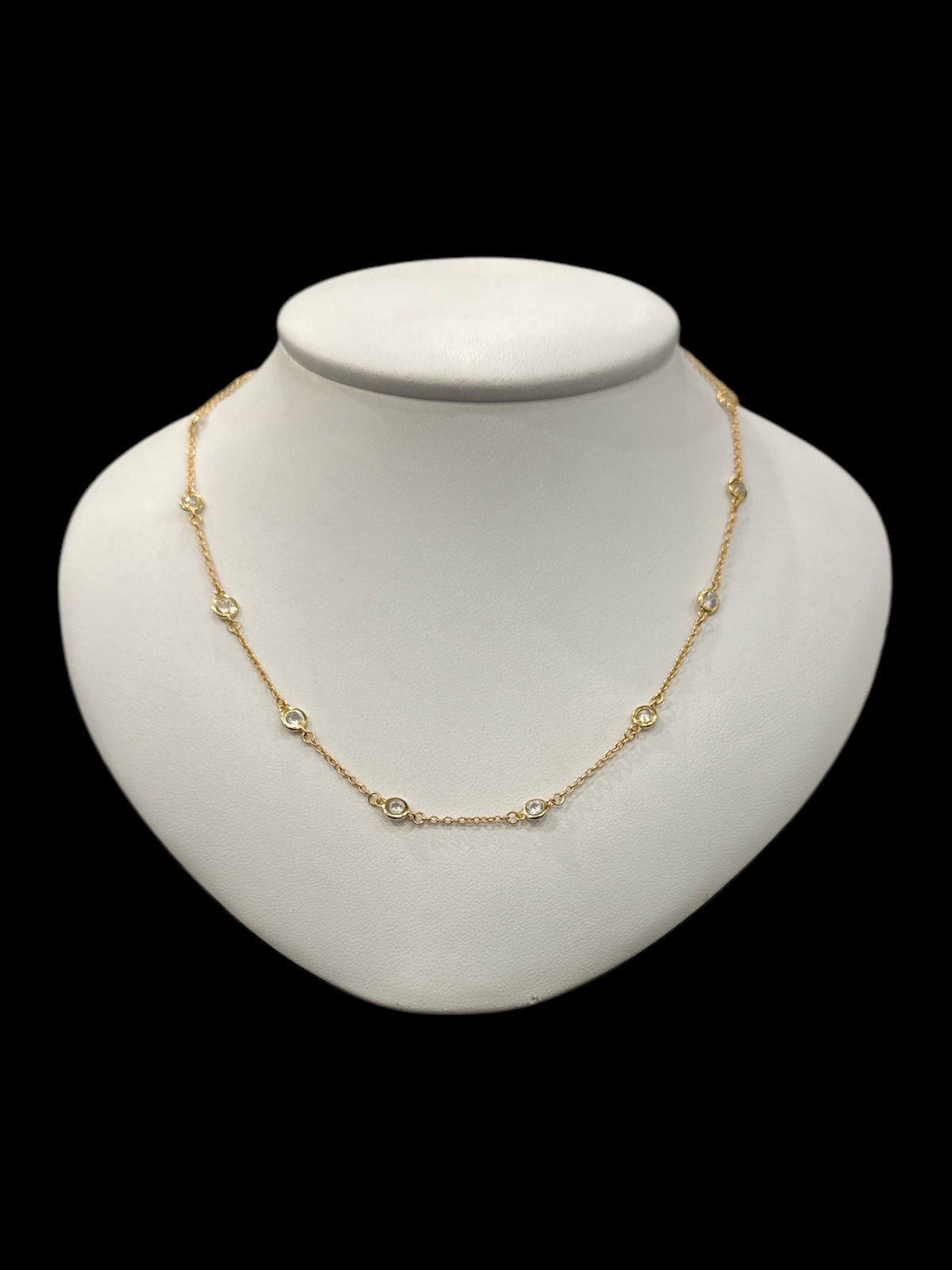 925 Gold Plated Sterling Silver 20-22&quot; Cubic Zirconia Chain