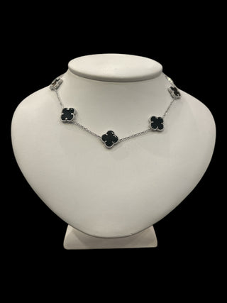 925 Sterling Silver 16-18" Enamel Clover Chain and Bracelet