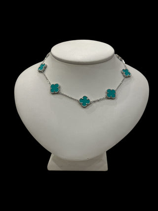 925 Sterling Silver 16-18" Enamel Clover Chain
