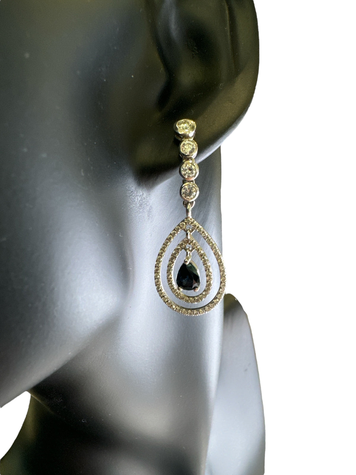 14K White Gold Sapphire and Diamond Earring