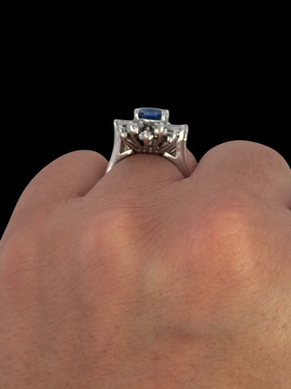 14K White Gold Sapphire & Diamond Ring
