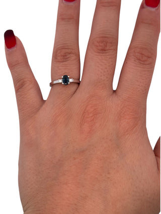 14K White Gold Sapphire and Diamond Ring