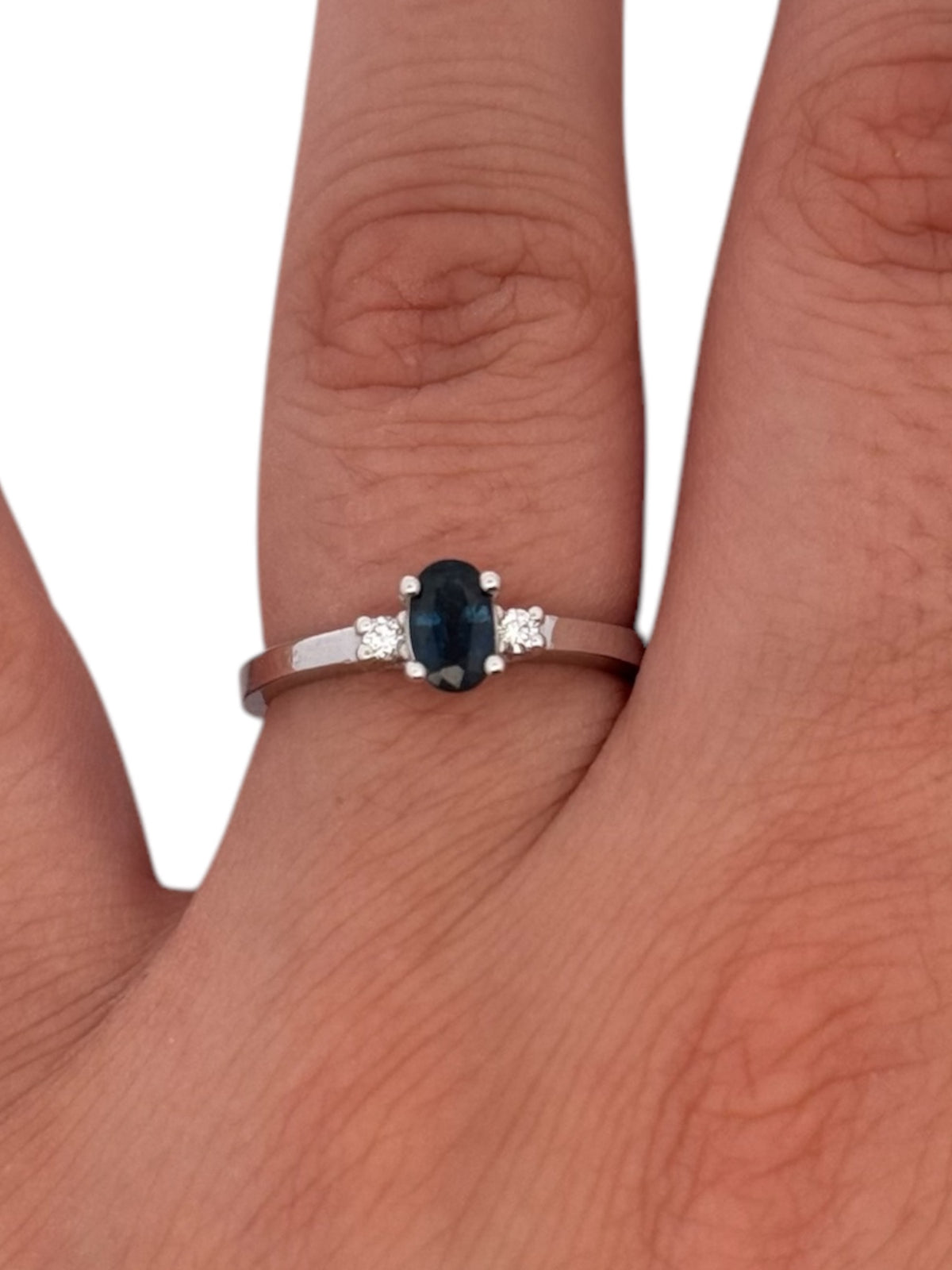 14K White Gold Sapphire and Diamond Ring