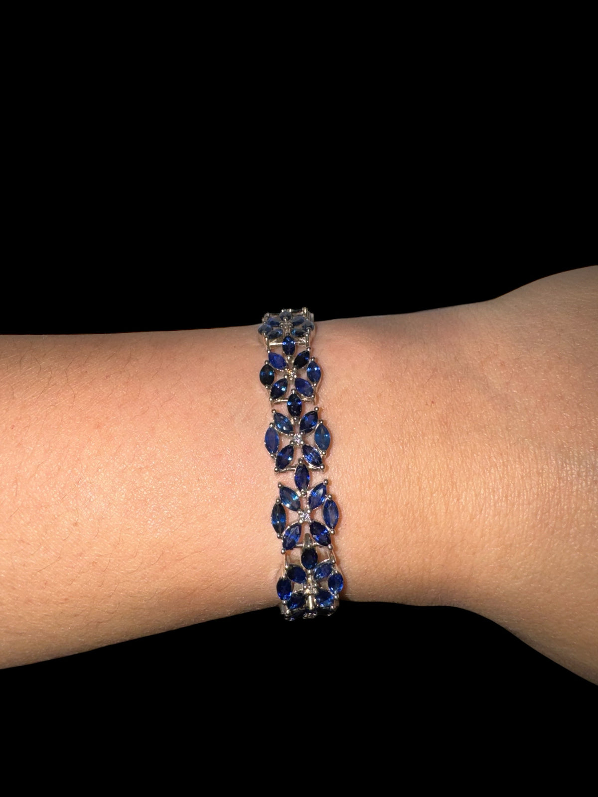 14K White Gold Sapphire and Diamond Bracelet