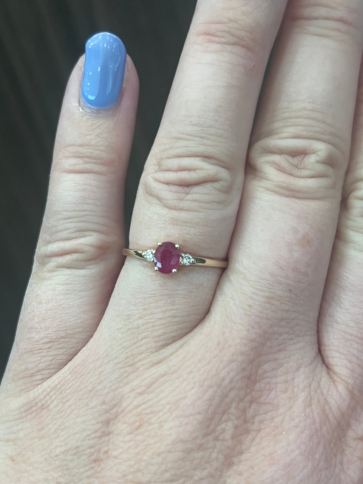 10K Yellow Gold Ruby and 0.60cttw Diamond Ring