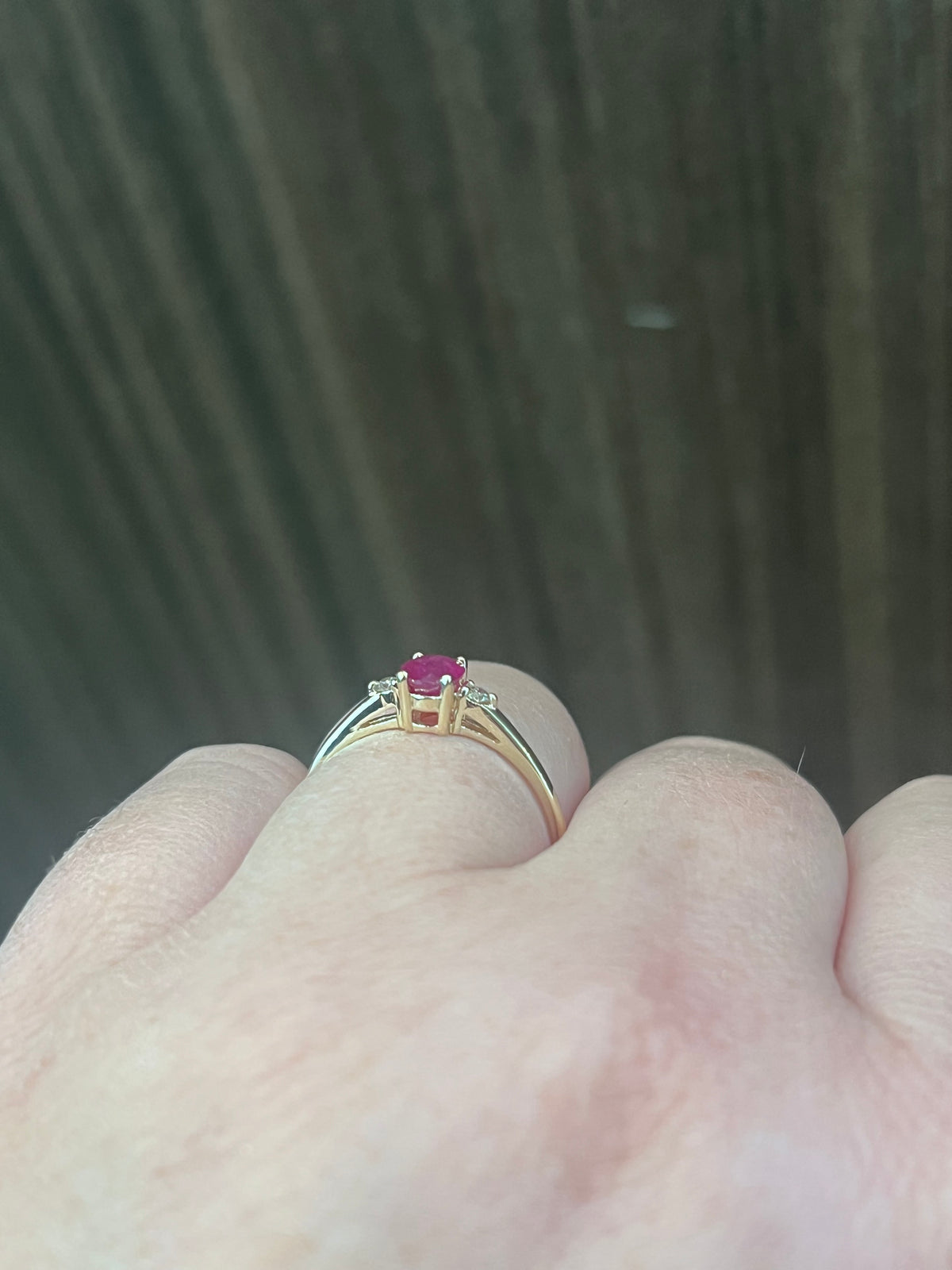 10K Yellow Gold Ruby and 0.60cttw Diamond Ring