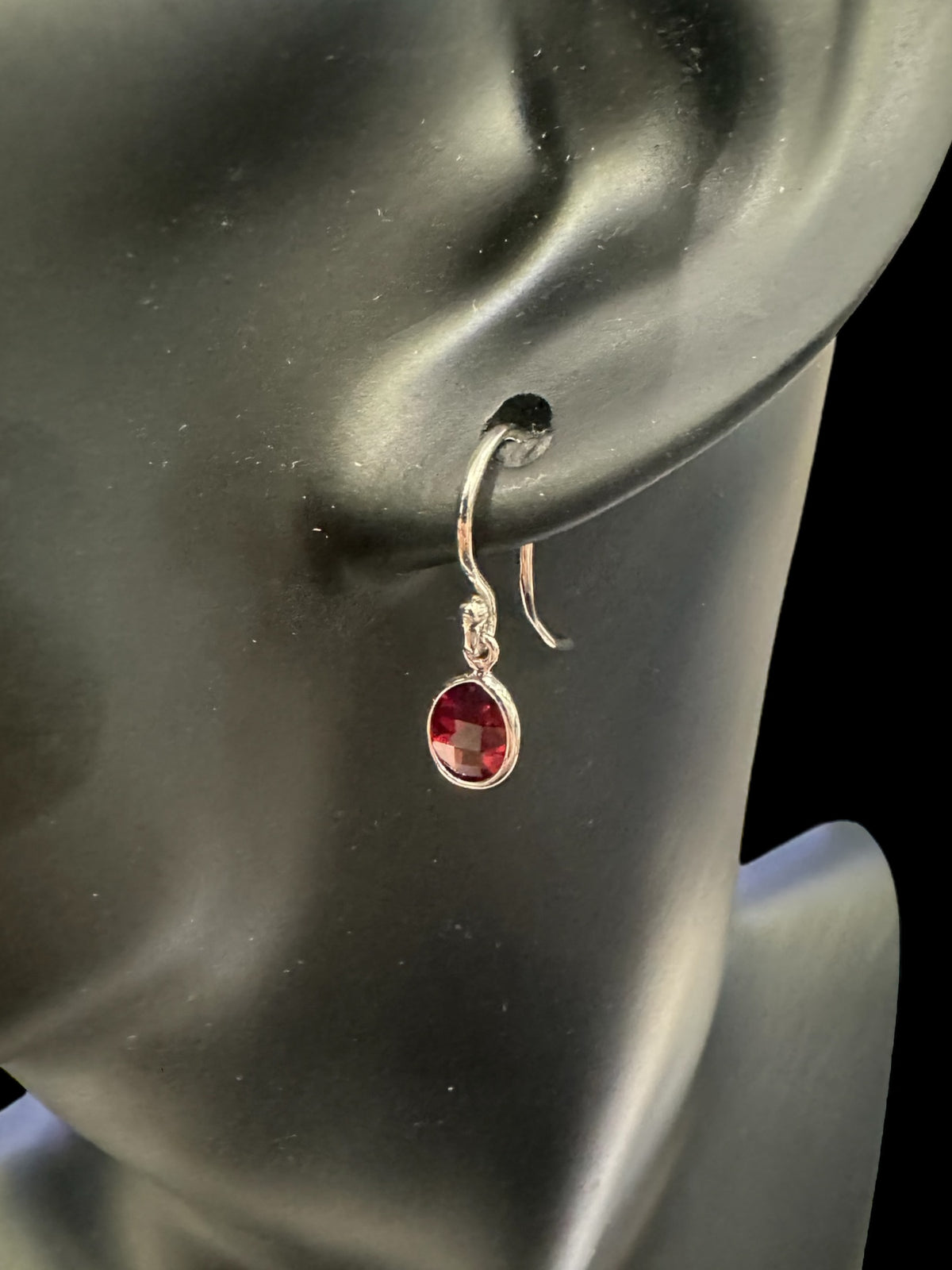 Silver Garnet Dangle Earrings