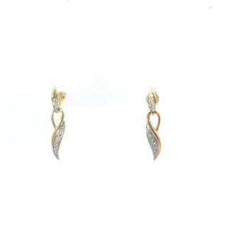 10K Yellow Gold 0.05cttw Diamond Dangle Earrings without stones