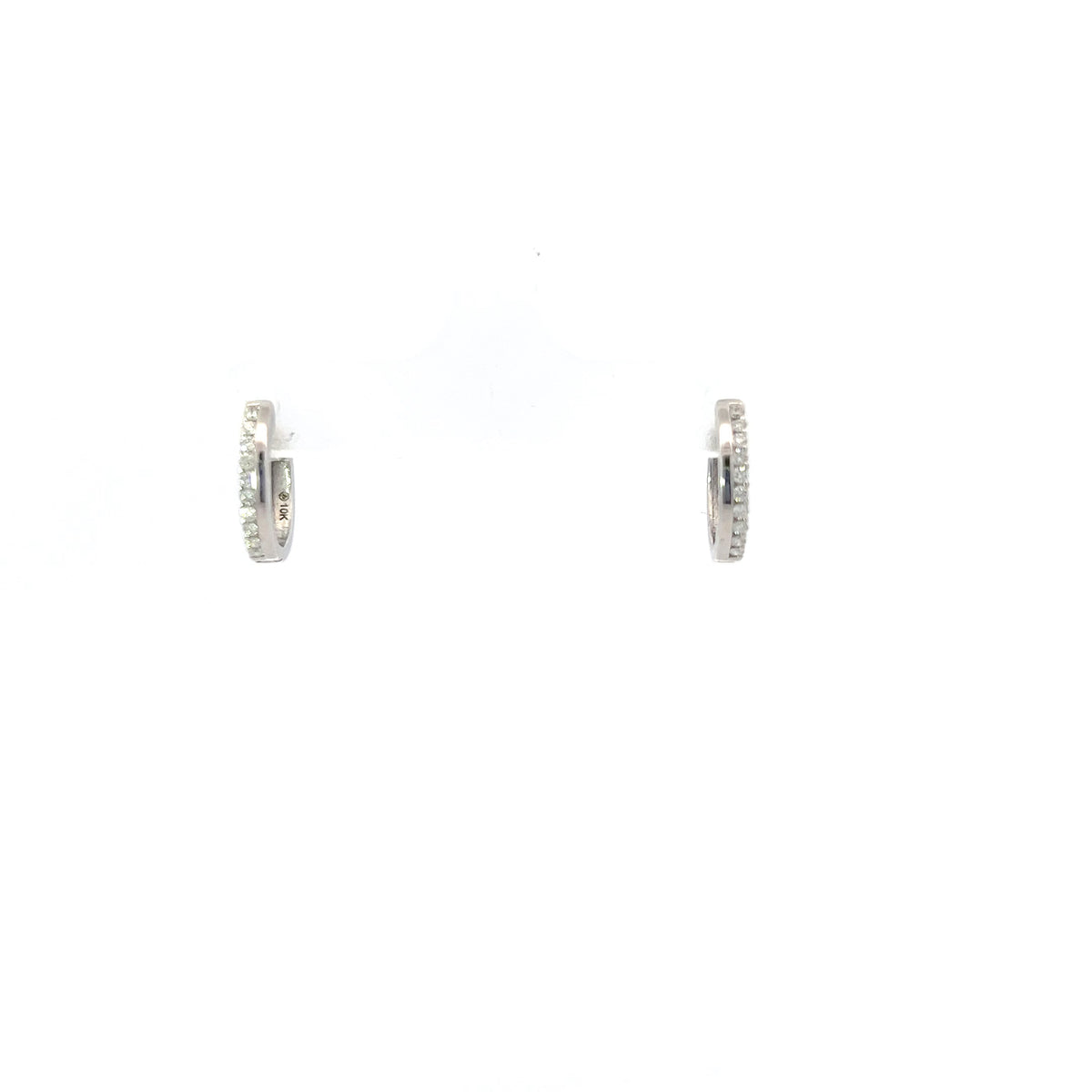 10K White Gold 0.15cttw Diamond Hoop / Huggie Earrings