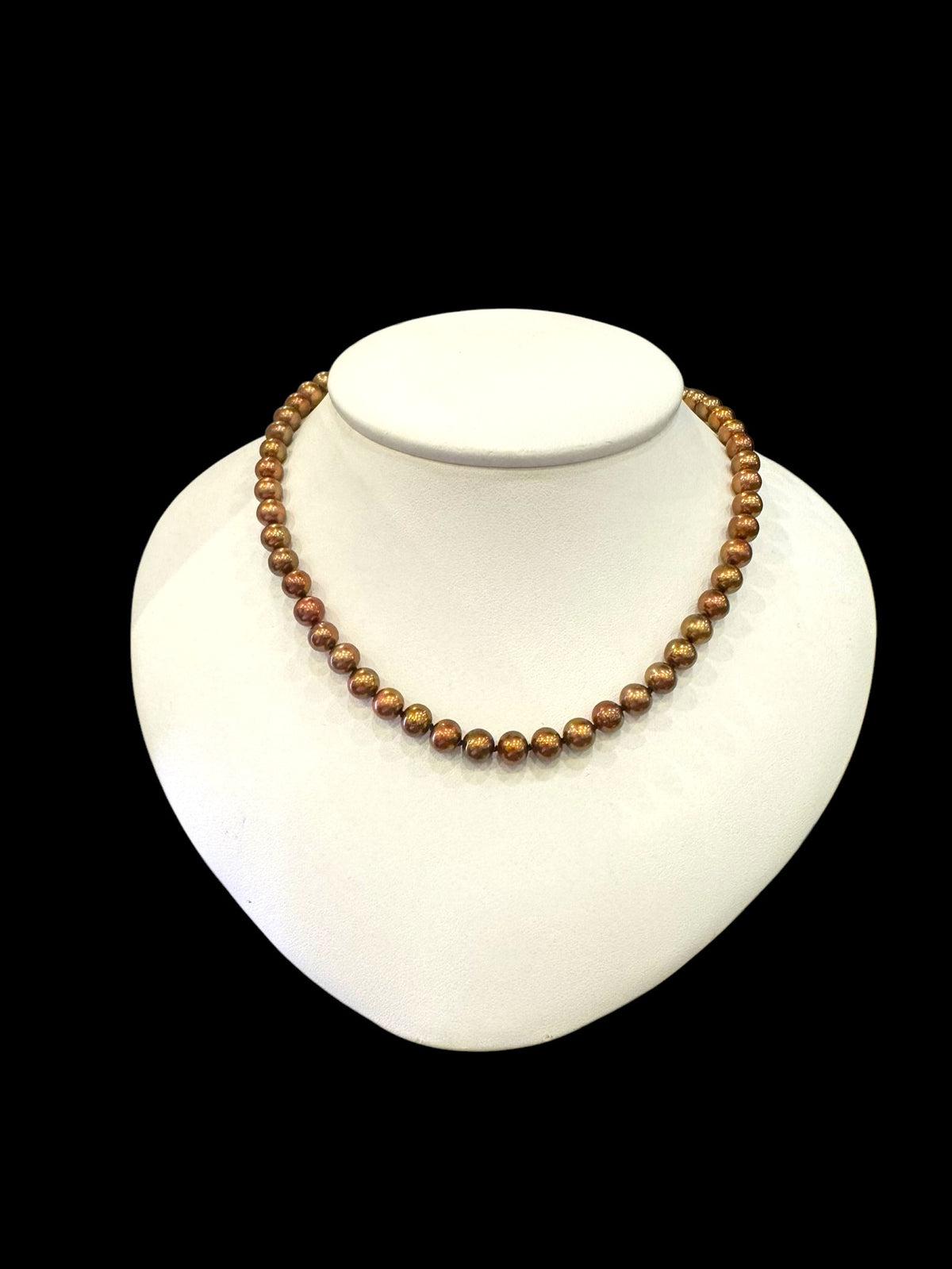 14K Yellow Gold Copper Colored Fresh Water Pearls Strand - 18&quot;