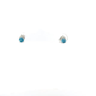 10K White Blue Topaz & Diamond Earring