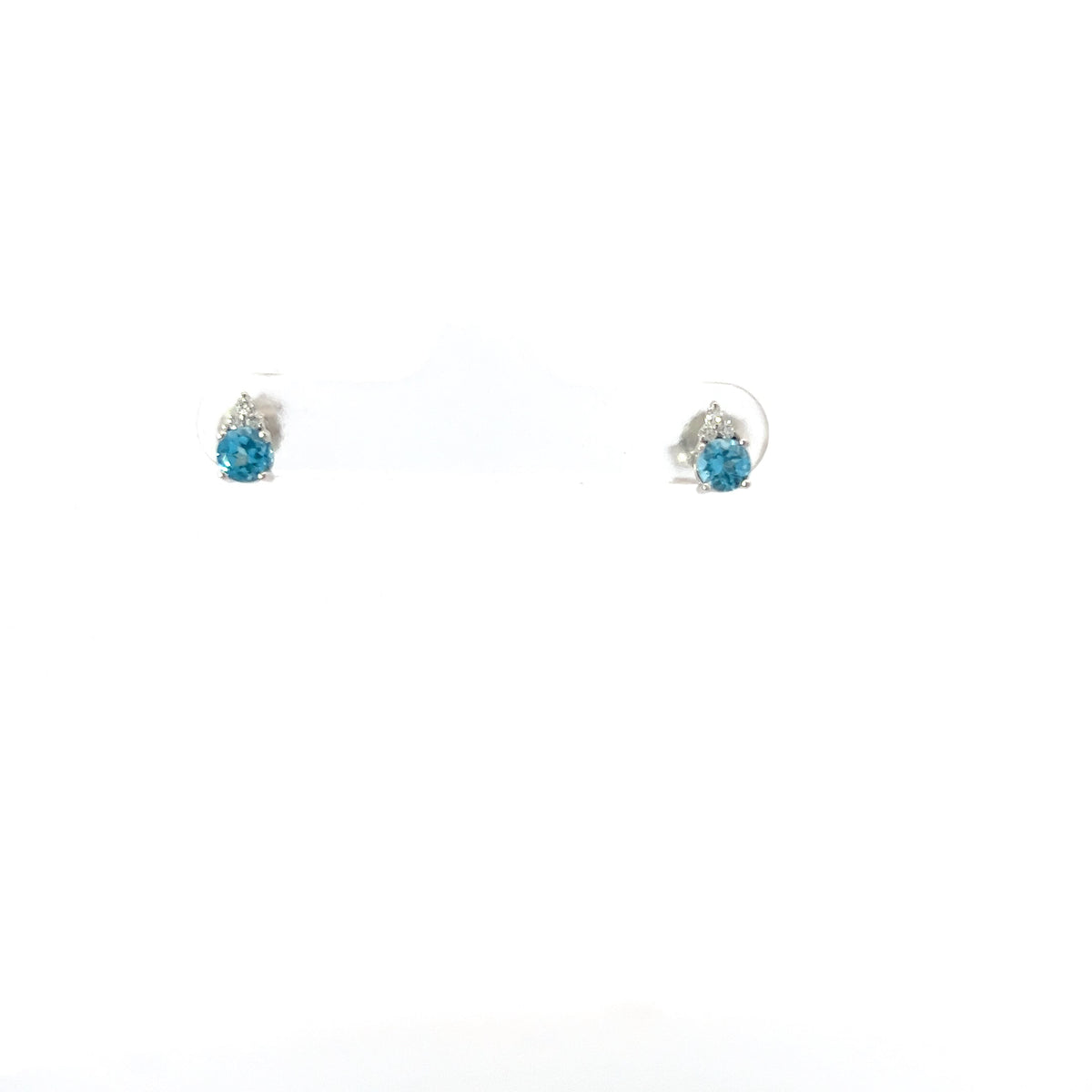 10K White Blue Topaz &amp; Diamond Earring