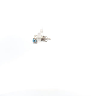 10K White Blue Topaz & Diamond Earring