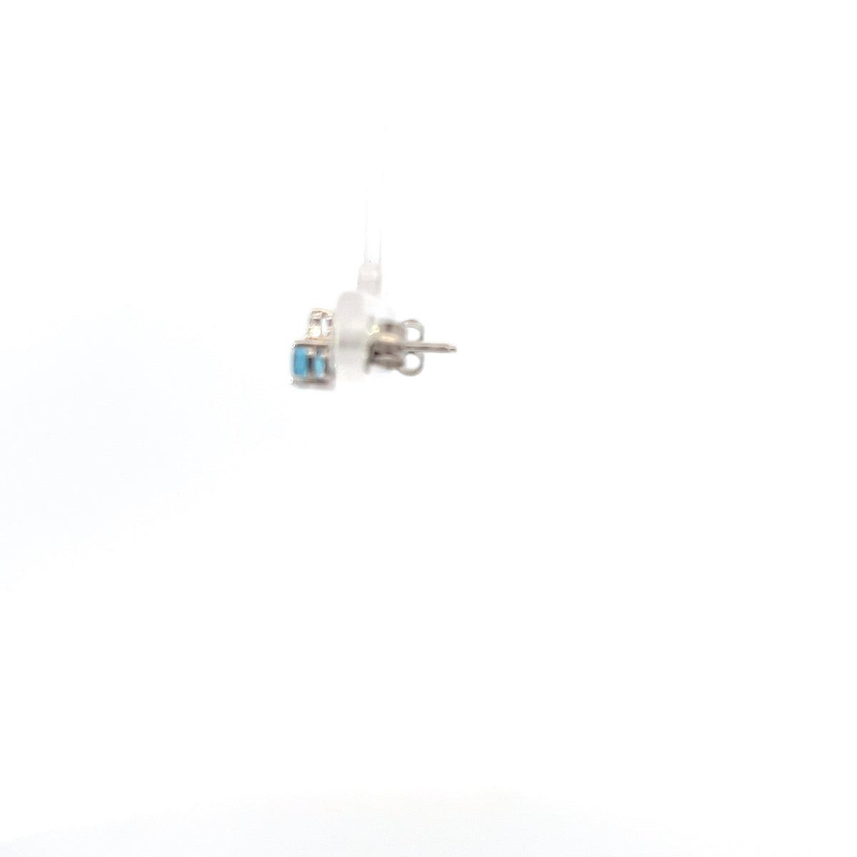 10K White Blue Topaz &amp; Diamond Earring