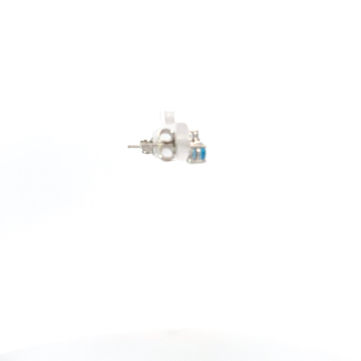 10K White Blue Topaz &amp; Diamond Earring