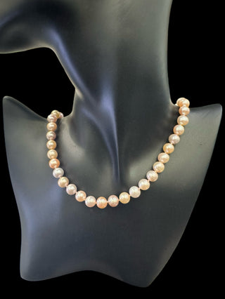 14K Yellow Gold Pink Fresh Water Pearls Strand - 18"