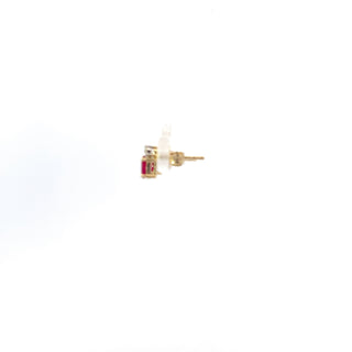 10K Yellow Gold Ruby and Diamond Studs