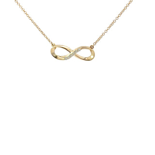 10K Yellow Gold 0.06cttw Diamond Infinity Pendant, 18"