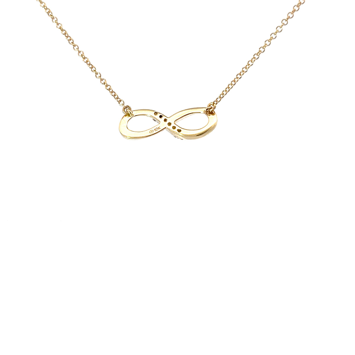 10K Yellow Gold 0.06cttw Diamond Infinity Pendant, 18&quot;