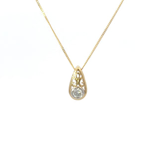 10K Yellow Gold 0.10 Diamond Solitaire Pendant - 18"