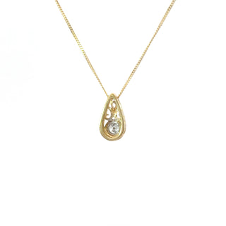 10K Yellow Gold 0.10 Diamond Solitaire Pendant - 18"