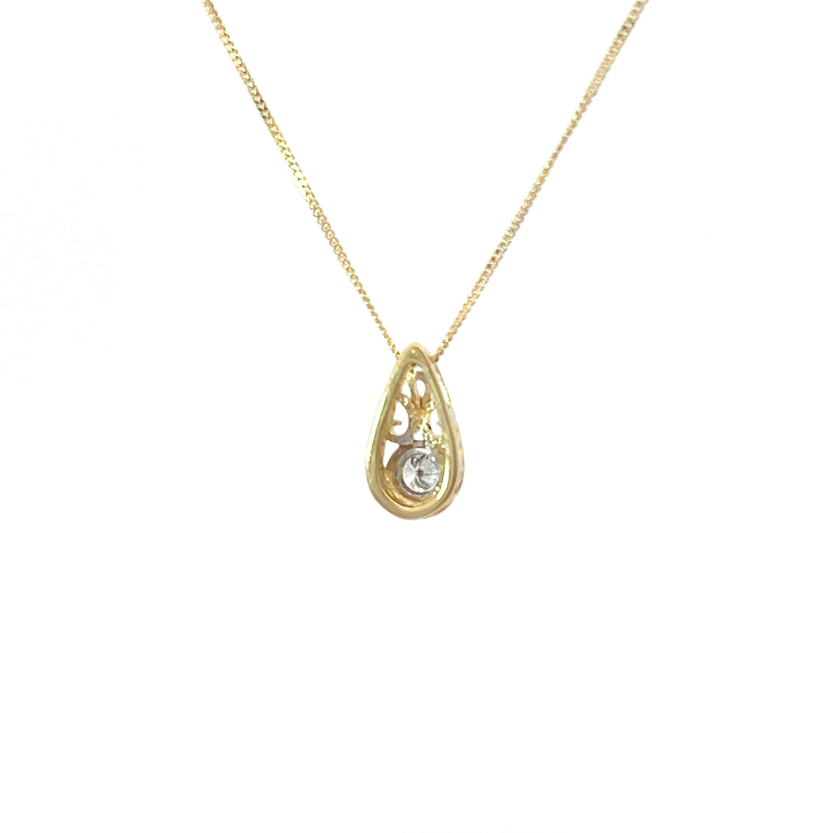 10K Yellow Gold 0.10 Diamond Solitaire Pendant - 18&quot;