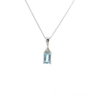 10K White Gold Aquamarine Birthstone pendant