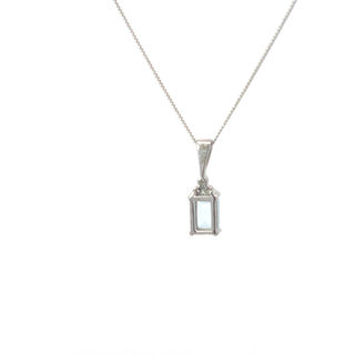 10K White Gold Aquamarine Birthstone pendant