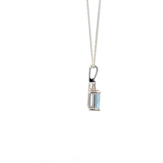 10K White Gold Aquamarine Birthstone pendant