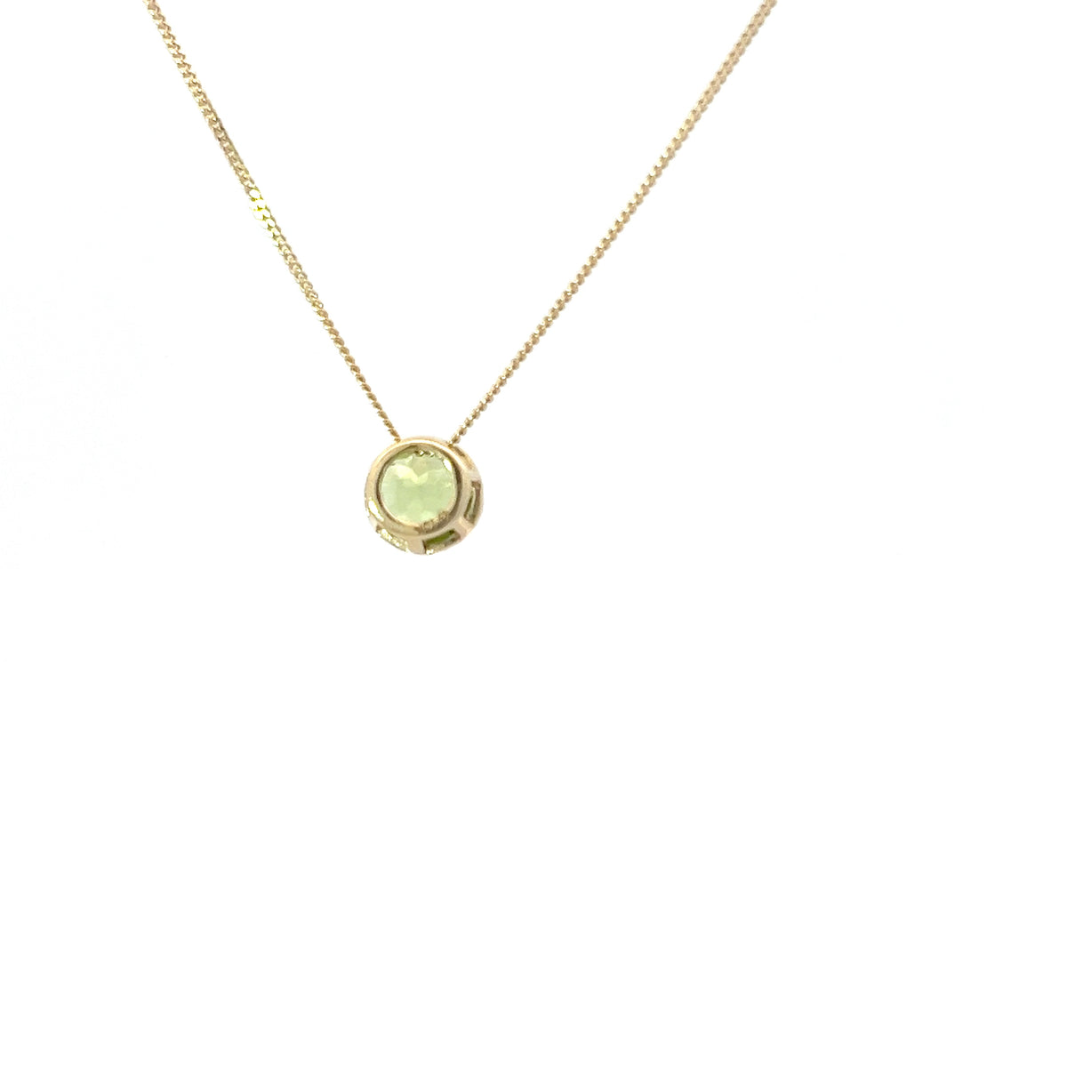 10K Yellow Gold 5mm Genuine Peridot Pendant, 18&quot;