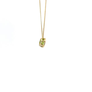 10K Yellow Gold 5mm Genuine Peridot Pendant, 18"