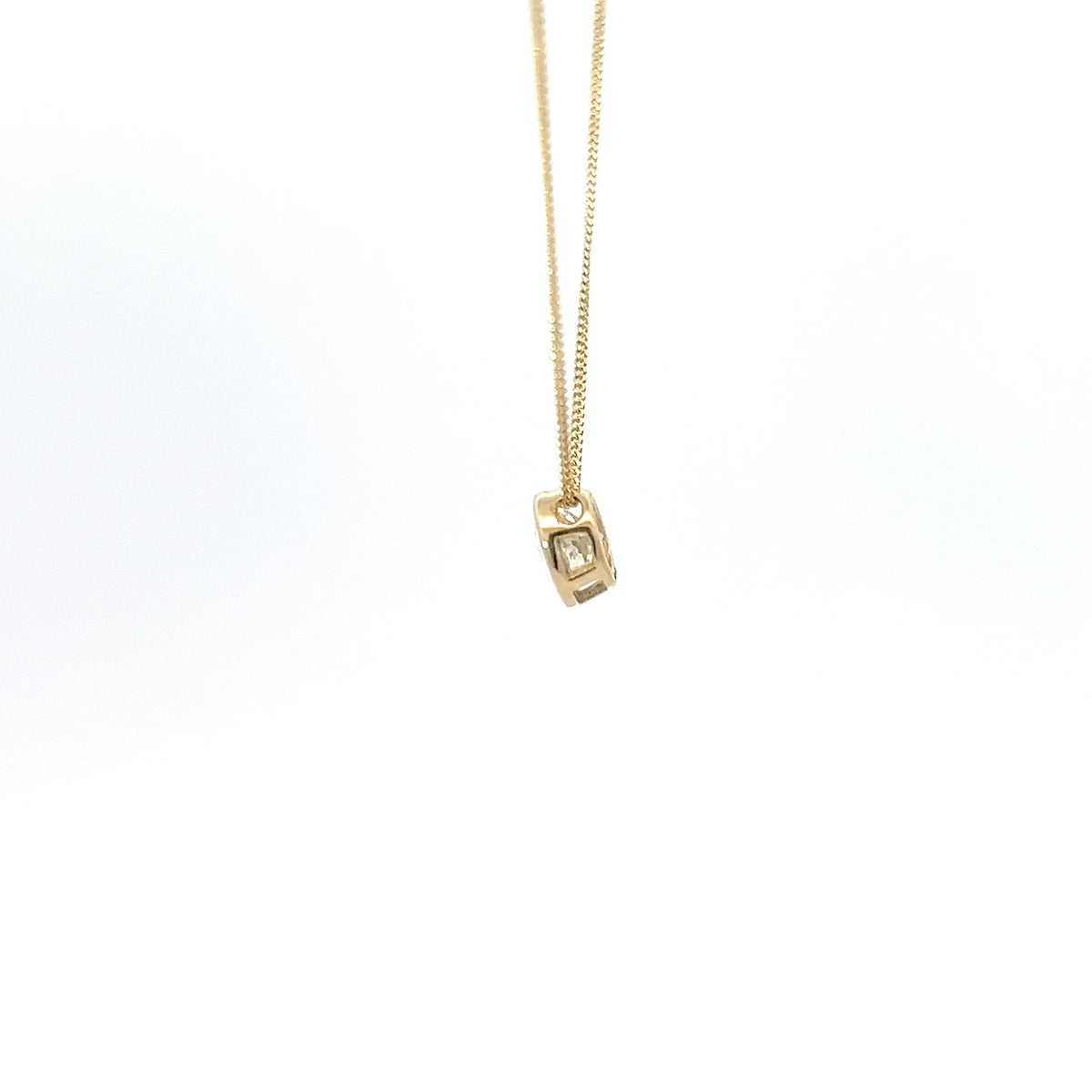 10K Yellow Gold 5mm Genuine White Topaz Pendant, 18&quot;