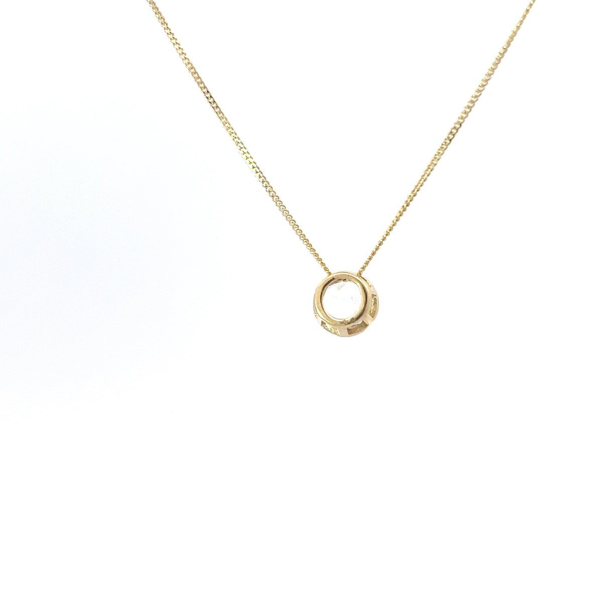 10K Yellow Gold 5mm Genuine White Topaz Pendant, 18&quot;