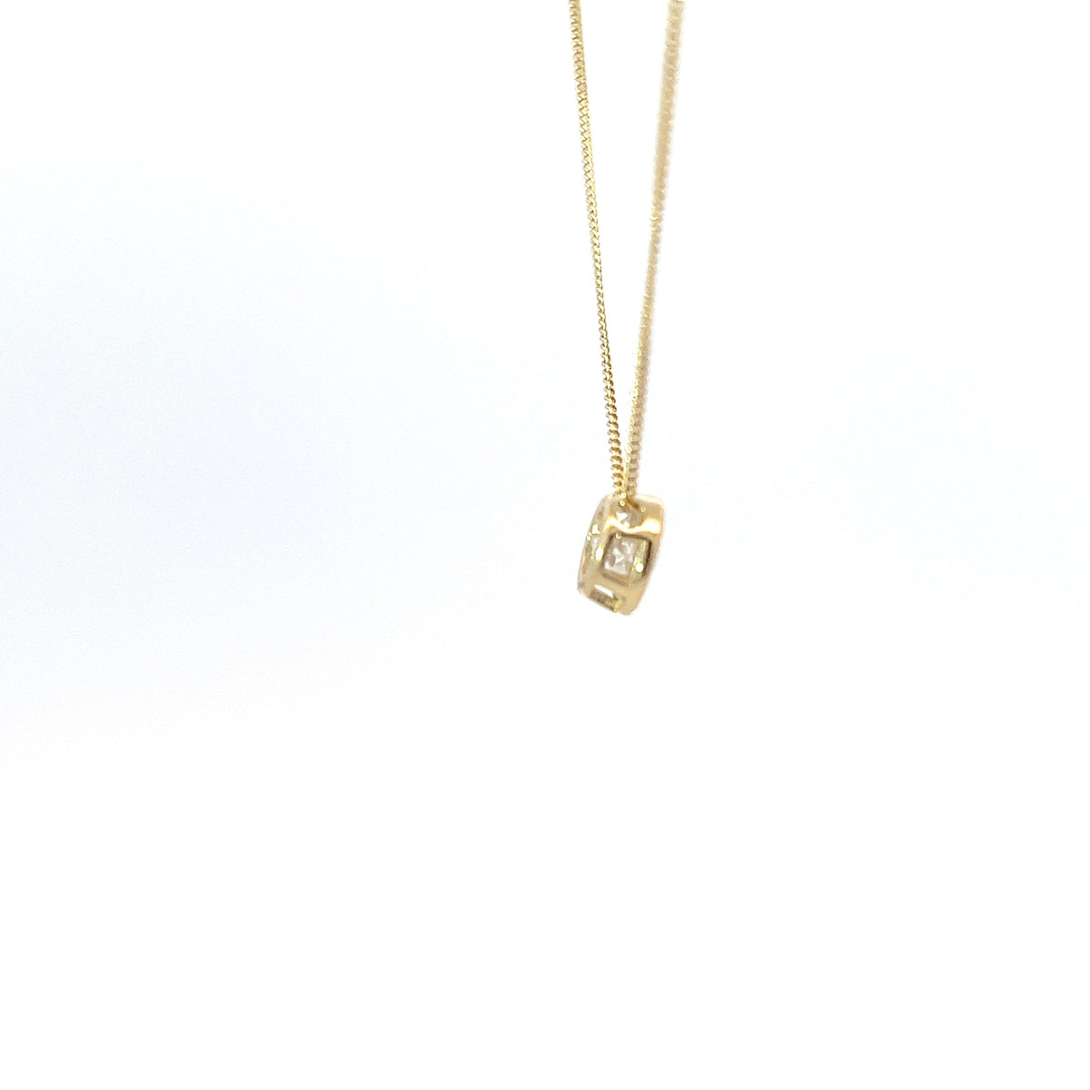 10K Yellow Gold 5mm Genuine White Topaz Pendant, 18&quot;