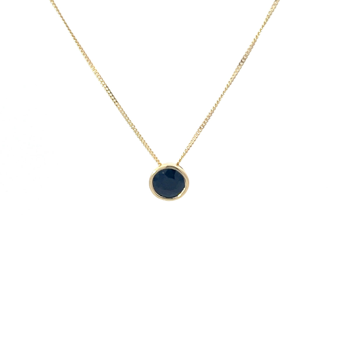 10K Yellow Gold 5mm Genuine Sapphire Pendant, 18&quot;