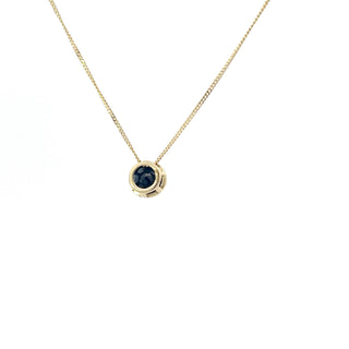 10K Yellow Gold 5mm Genuine Sapphire Pendant, 18"