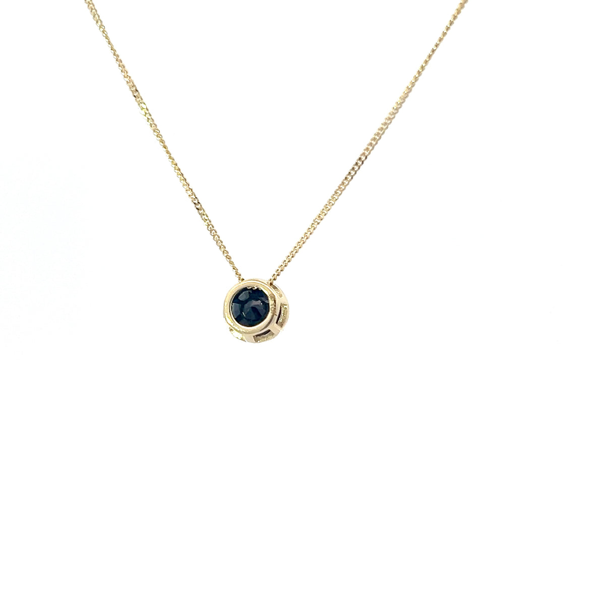 10K Yellow Gold 5mm Genuine Sapphire Pendant, 18&quot;