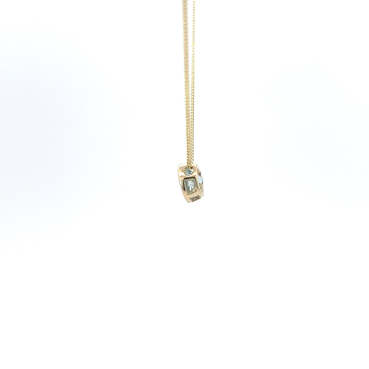 10K Yellow Gold 5mm Genuine Aquamarine Pendant, 18&quot;