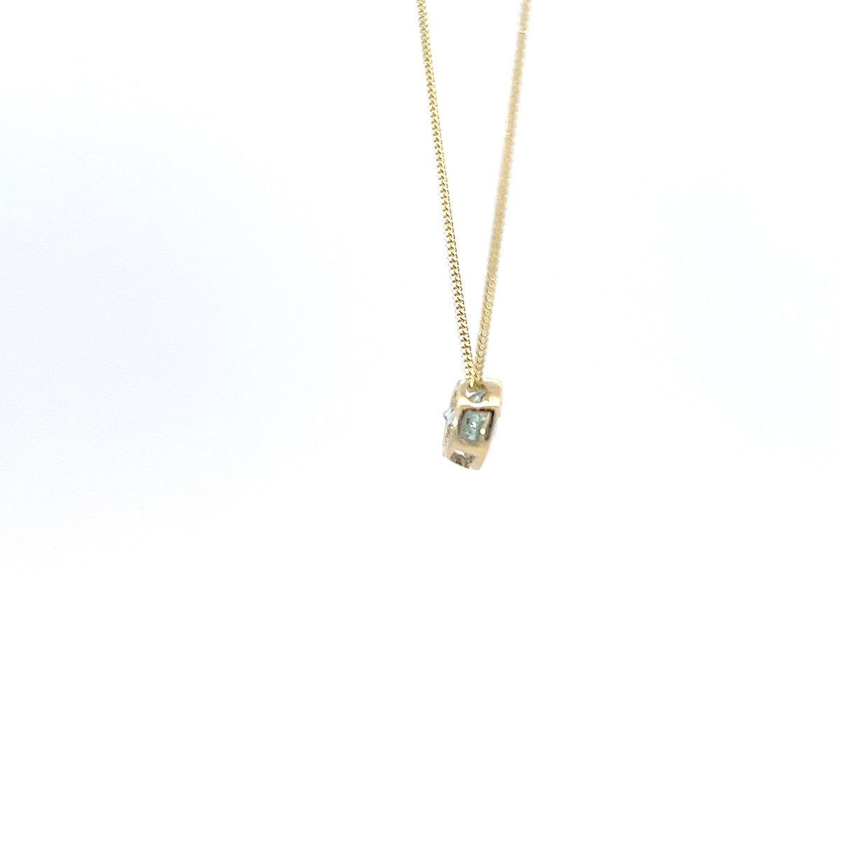 10K Yellow Gold 5mm Genuine Aquamarine Pendant, 18&quot;