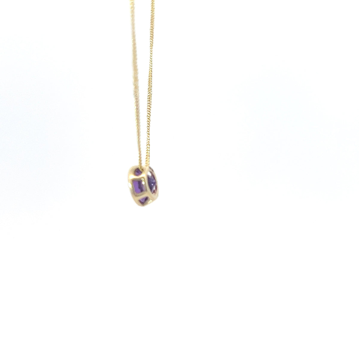 10K Yellow Gold 5mm Genuine Amethyst Pendant, 18&quot;