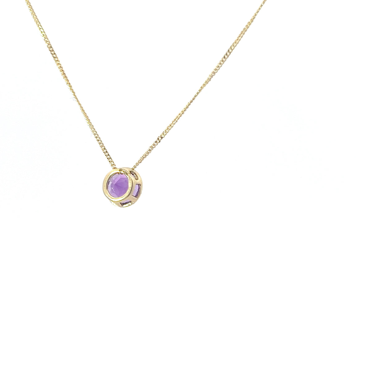 10K Yellow Gold 5mm Genuine Amethyst Pendant, 18&quot;